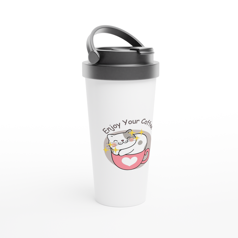 White 15oz Stainless Steel Travel Mug